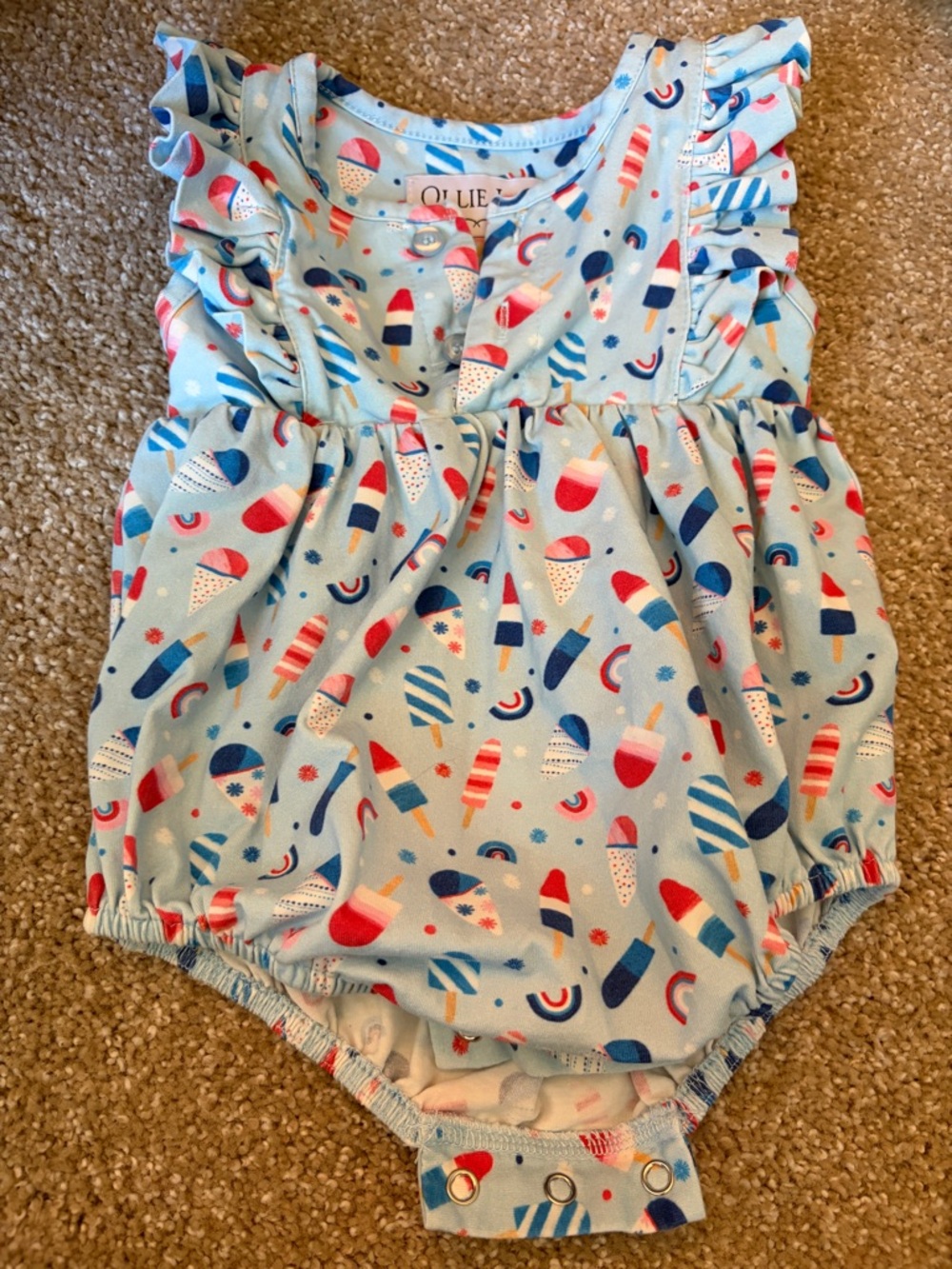 Light Blue Popsicle Print Baby One-Piece Bodysuit